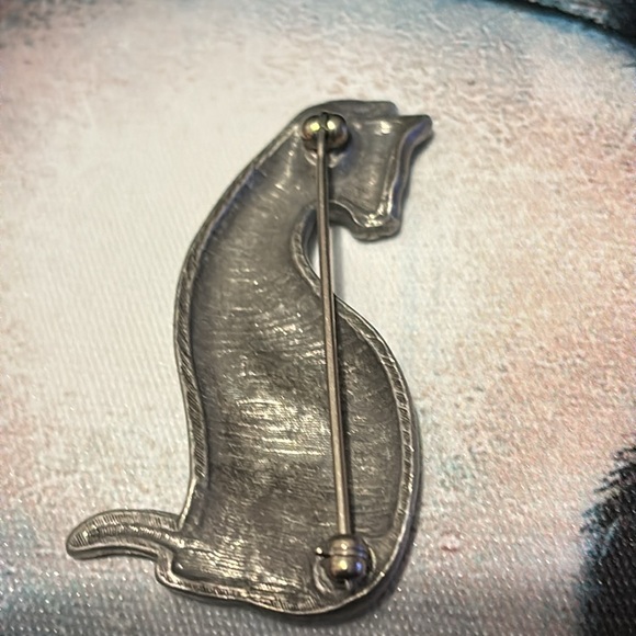 Very Rare Pewter Sitting Cat Pin Brooch - Picture 3 of 5